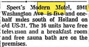 Speets Modern Motel (Websters Inn) - July 1968 Article